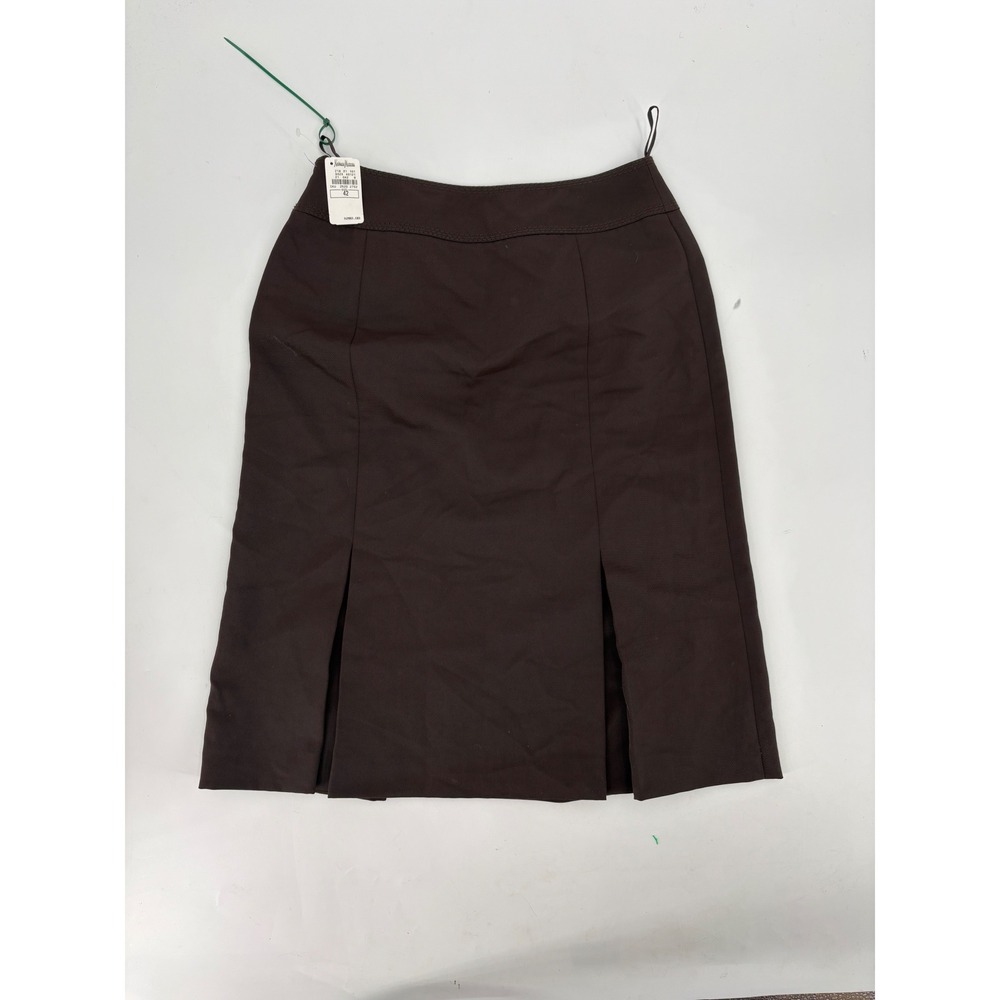 Miu Miu Brown Wool Blend Pleated Knee Length Skirt Made in Italy Size IT 42
